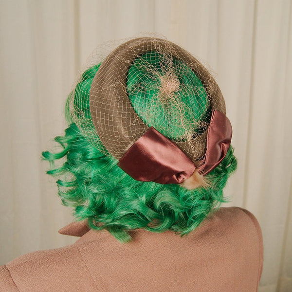 1950s Brown Velvet Bow Hat Cats Like Us