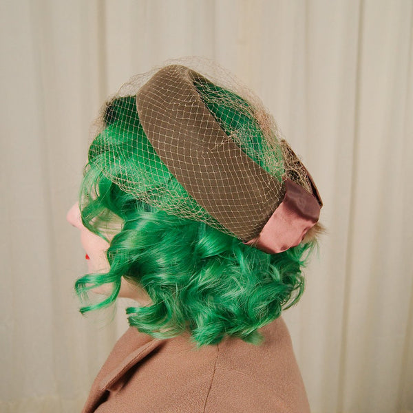 1950s Brown Velvet Bow Hat Cats Like Us