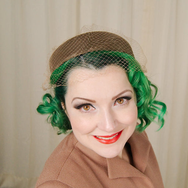 1950s Brown Velvet Bow Hat Cats Like Us