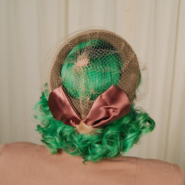 1950s Brown Velvet Bow Hat Cats Like Us