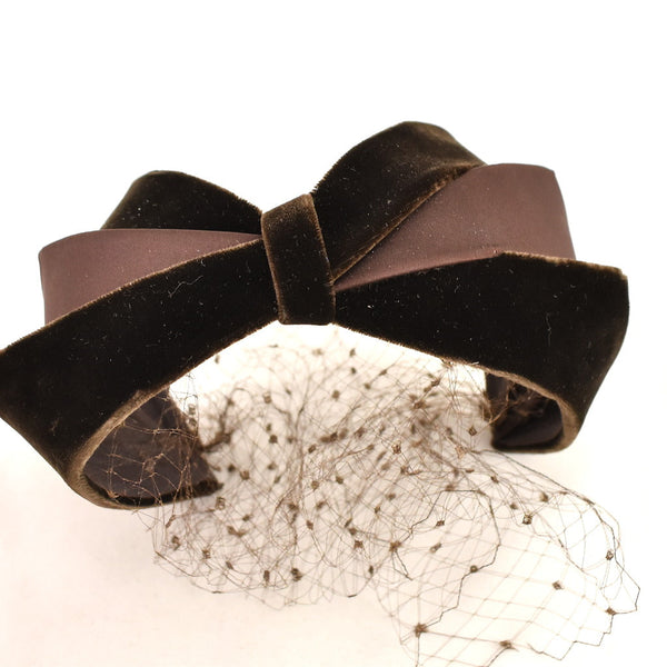 1950s Brown Velvet Vintage Crescent Hat Cats Like Us