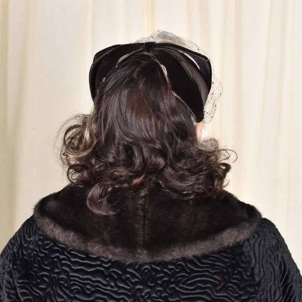1950s Brown Velvet Vintage Crescent Hat Cats Like Us