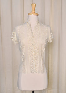 1950s Champagne Lace Blouse Cats Like Us