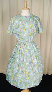 1950s Floral Pleated Dress Cats Like Us