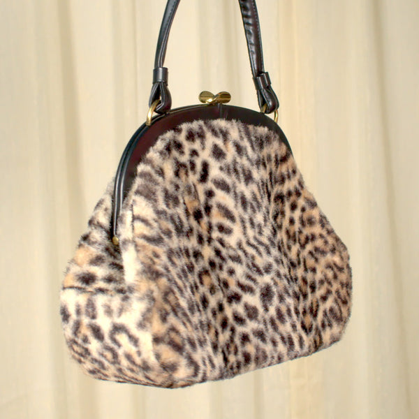 1950s Fuzzy Leopard Handbag Cats Like Us