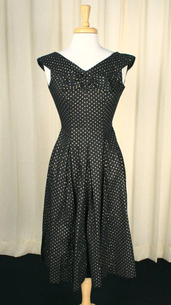1950s Gold & Black Dot Dress Cats Like Us