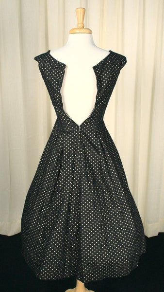 1950s Gold & Black Dot Dress Cats Like Us