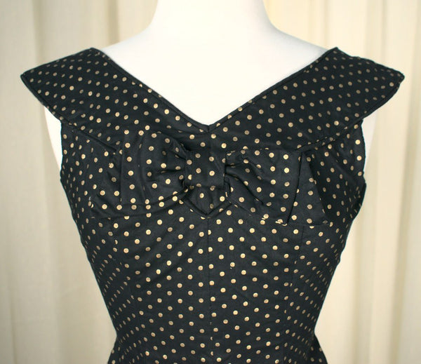 1950s Gold & Black Dot Dress Cats Like Us