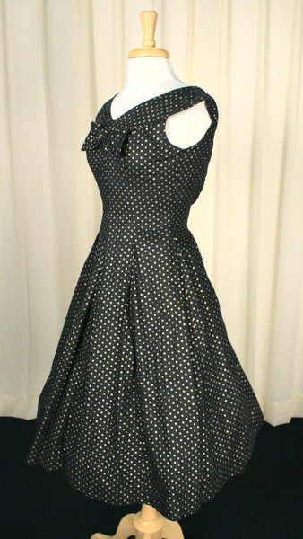 1950s Gold & Black Dot Dress Cats Like Us