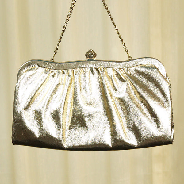 1950s Gold Clutch Handbag Cats Like Us