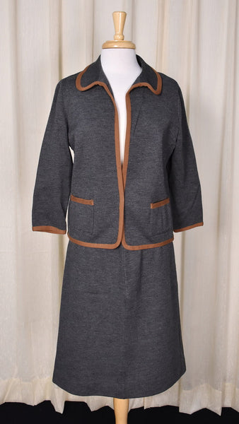 1950s Gray & Brown Skirt Set Cats Like Us