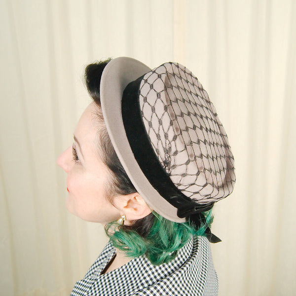 1950s Gray Wool Netting Hat Cats Like Us