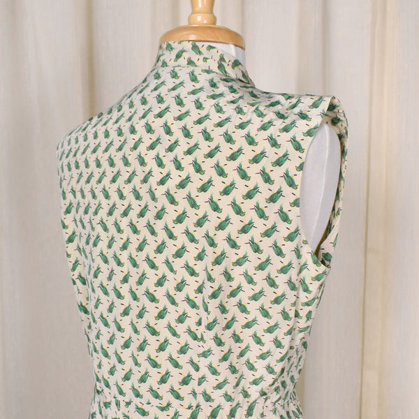 1950s Green Parrot Dress Cats Like Us