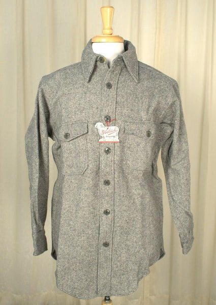 1950s Heather Gray Wool Shirt Cats Like Us