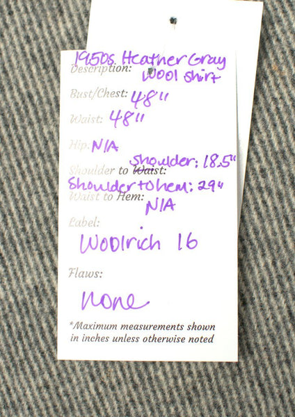 1950s Heather Gray Wool Shirt Cats Like Us