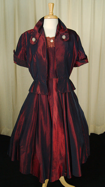 1950s Iridescent Dress w Jacket Cats Like Us