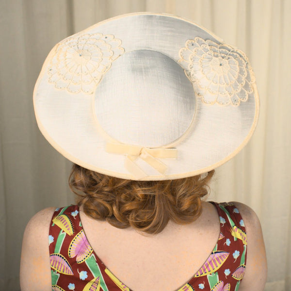 1950s Ivory Rhinestone Tea Hat Cats Like Us