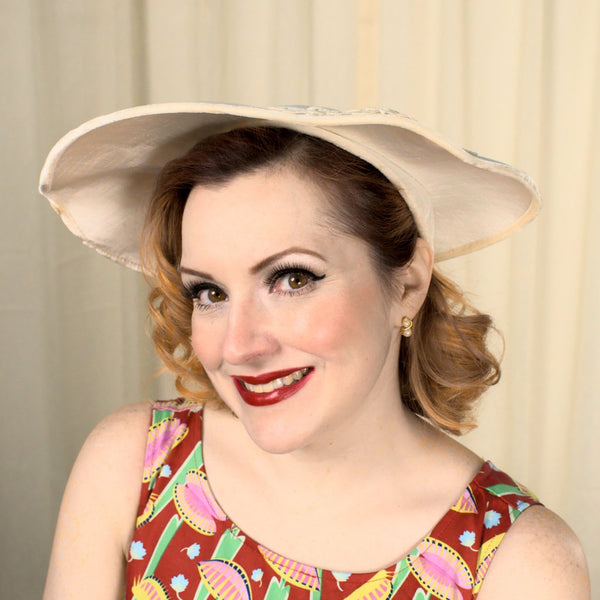 1950s Ivory Rhinestone Tea Hat Cats Like Us