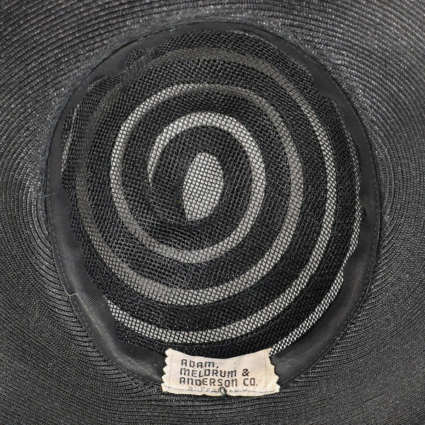 1950s Large Black Vintage Straw Hat Cats Like Us