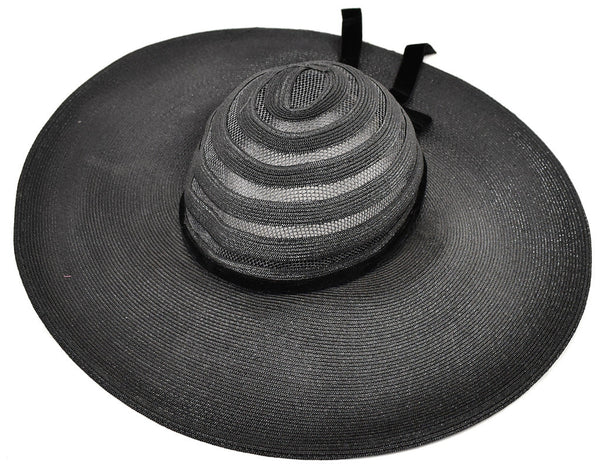1950s Large Black Vintage Straw Hat Cats Like Us