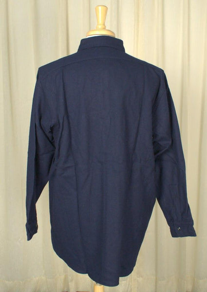 1950s Navy Blue Wool Shirt Cats Like Us