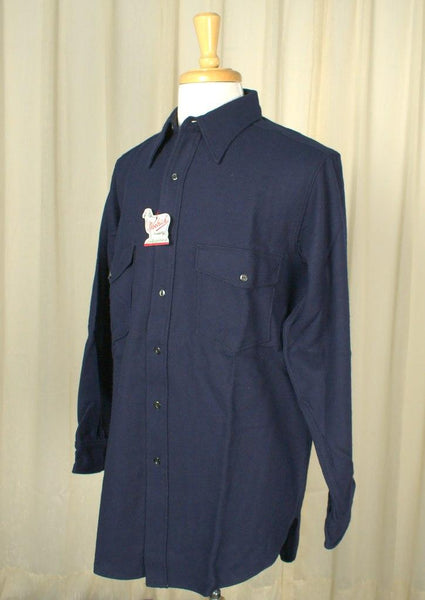 1950s Navy Blue Wool Shirt Cats Like Us