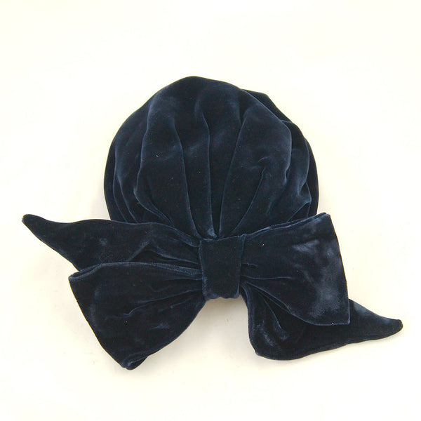 1950s Navy Velvet Bow Cap Cats Like Us