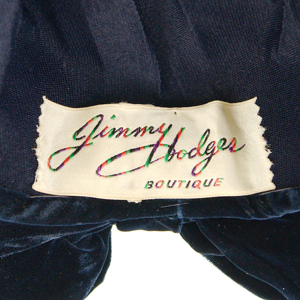 1950s Navy Velvet Bow Cap Cats Like Us