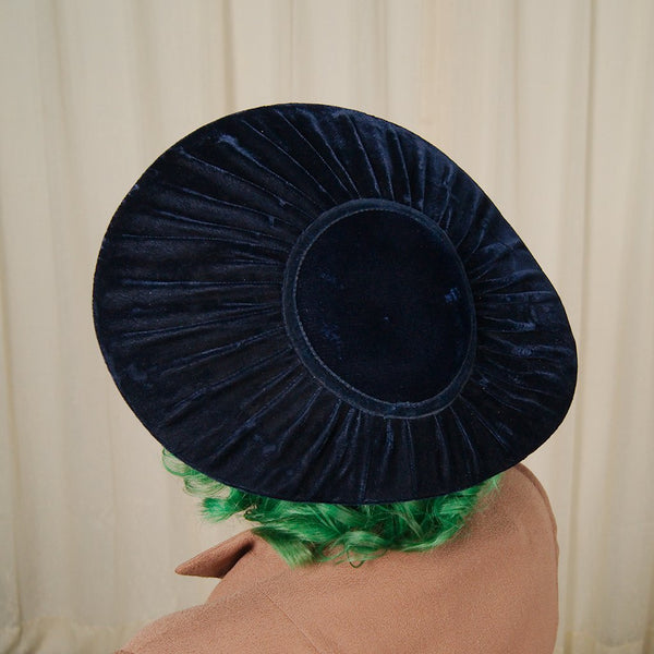 1950s Navy Velvet Platter Hat Cats Like Us
