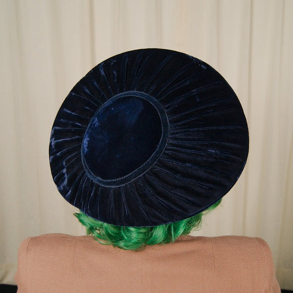 1950s Navy Velvet Platter Hat Cats Like Us