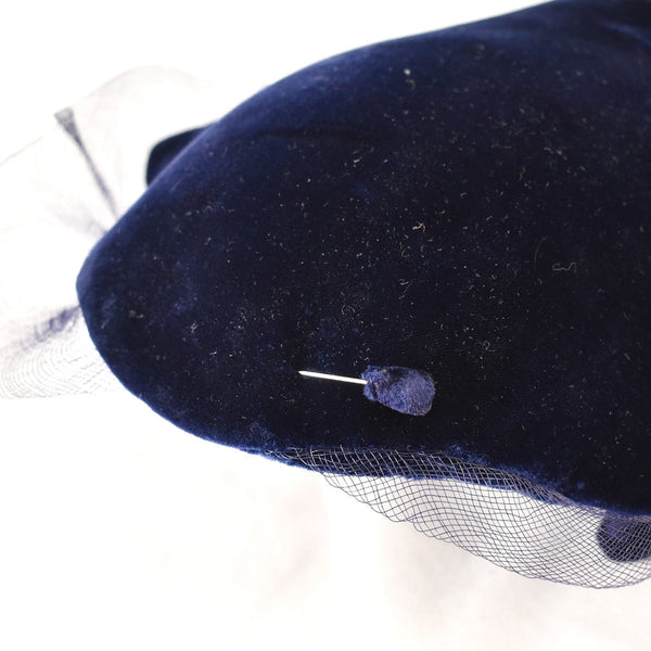 1950s Navy Velvet Vintage Curved Hat Cats Like Us