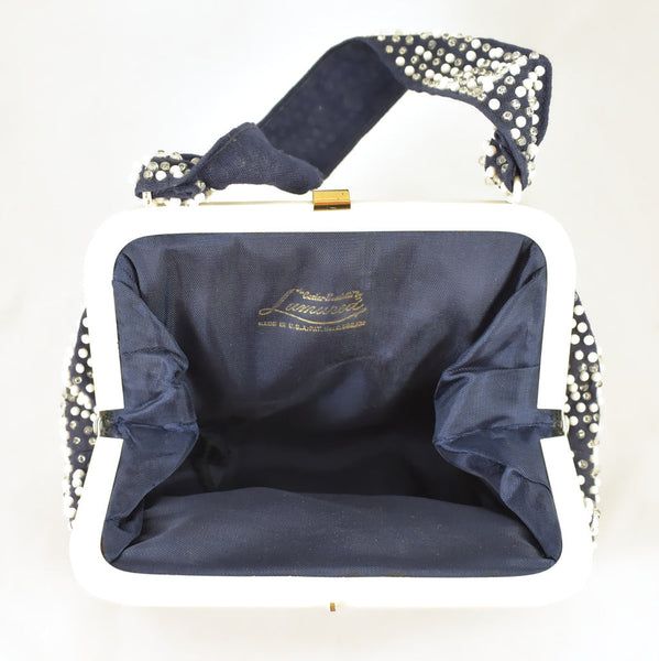 1950s Navy & White Dot Handbag Cats Like Us