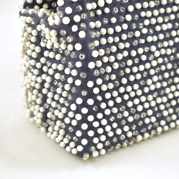1950s Navy & White Dot Handbag Cats Like Us
