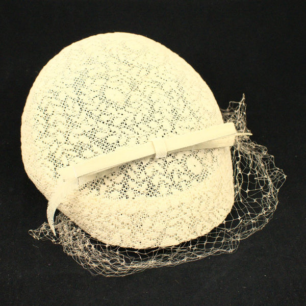 1950s Off White Lace & Bow Hat Cats Like Us