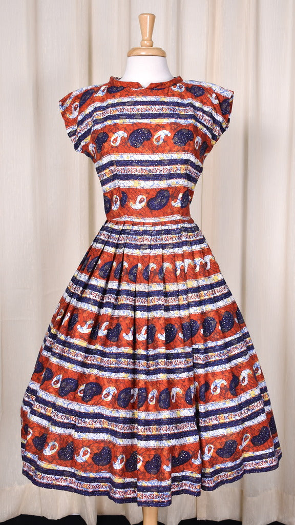 1950s Paisley Batik Vintage Womens Swing Dress by Junior Elegance – Cats  Like Us