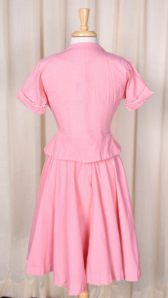 1950s Pink Vintage Peplum Skirt Set Cats Like Us
