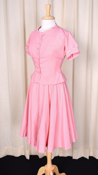 1950s Pink Vintage Peplum Skirt Set Cats Like Us