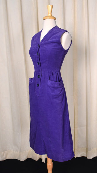 1950s Purple Corduroy Pencil Dress Cats Like Us