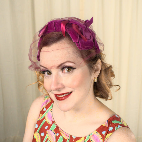 1950s Raspberry Crescent Hat Cats Like Us
