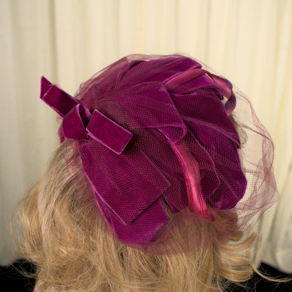 1950s Raspberry Crescent Hat Cats Like Us