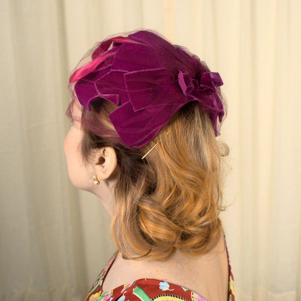 1950s Raspberry Crescent Hat Cats Like Us
