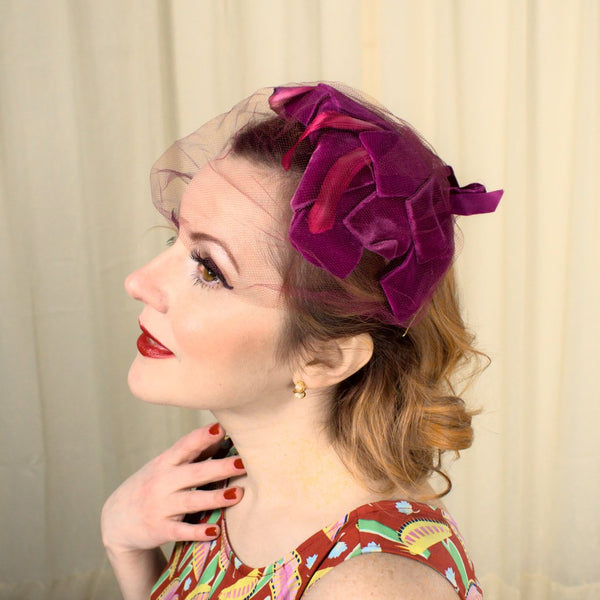 1950s Raspberry Crescent Hat Cats Like Us