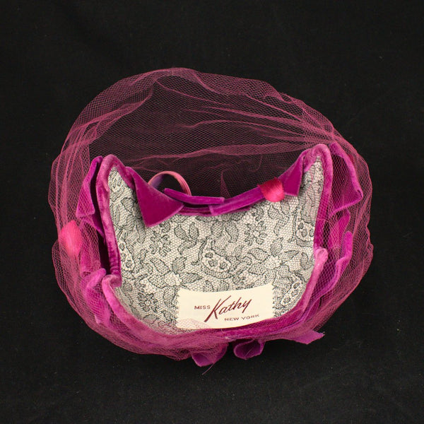 1950s Raspberry Crescent Hat Cats Like Us