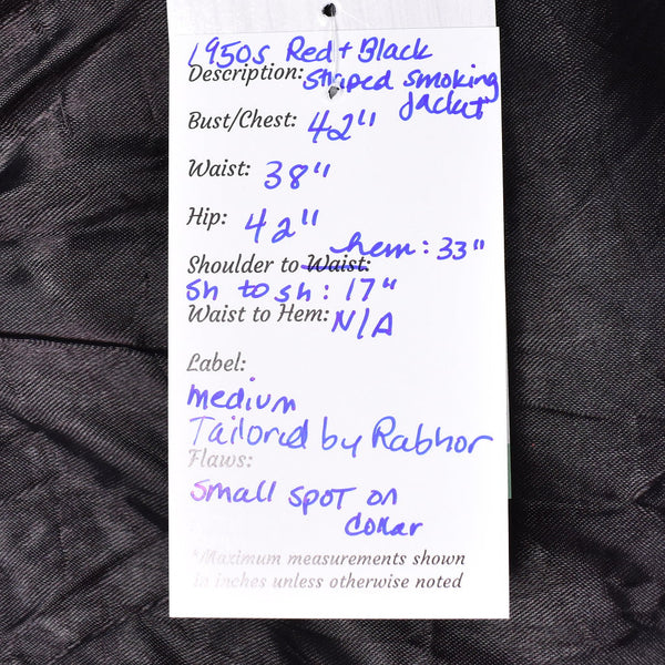 1950s Red & Black Vintage Smoking Jacket Cats Like Us