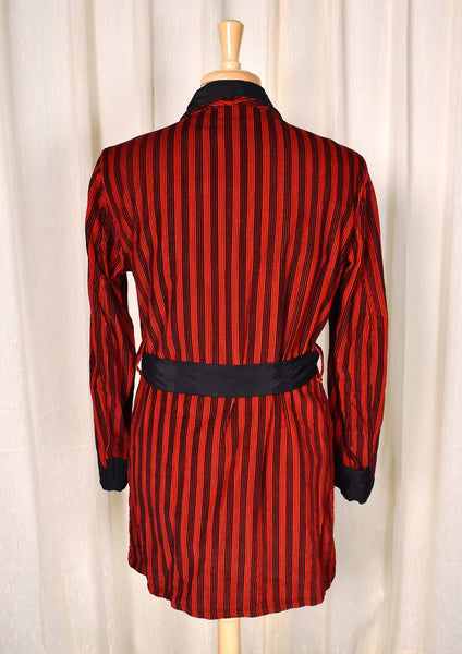 1950s Red & Black Vintage Smoking Jacket Cats Like Us