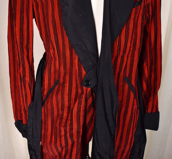 1950s Red & Black Vintage Smoking Jacket Cats Like Us