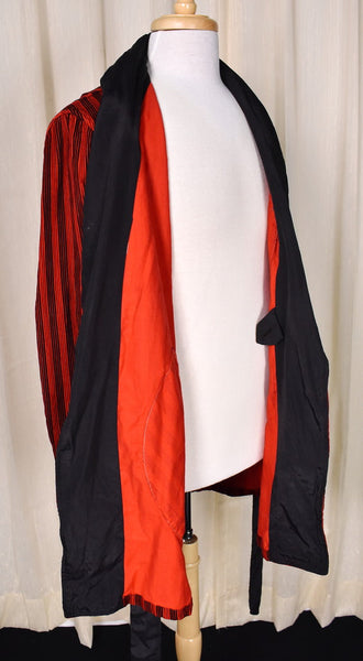 1950s Red & Black Vintage Smoking Jacket Cats Like Us