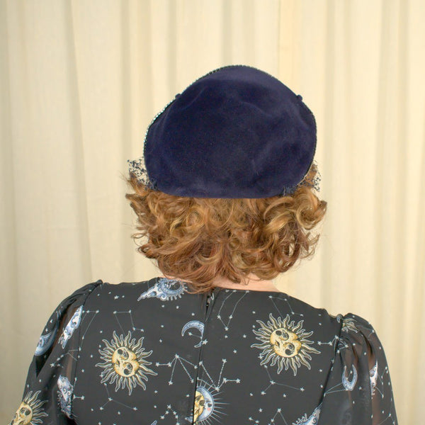 1950s Rich Navy Rhinestone Hat Cats Like Us