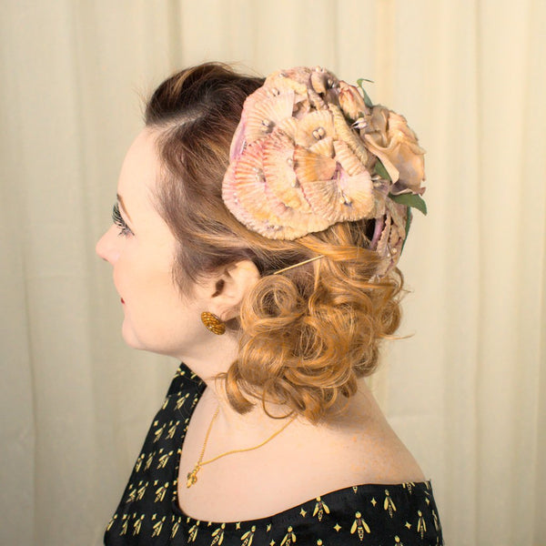 1950s Rose Flower Cap Hat Cats Like Us