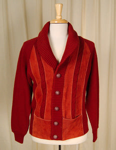 1950s Rust Ultra Suede Cardigan Cats Like Us